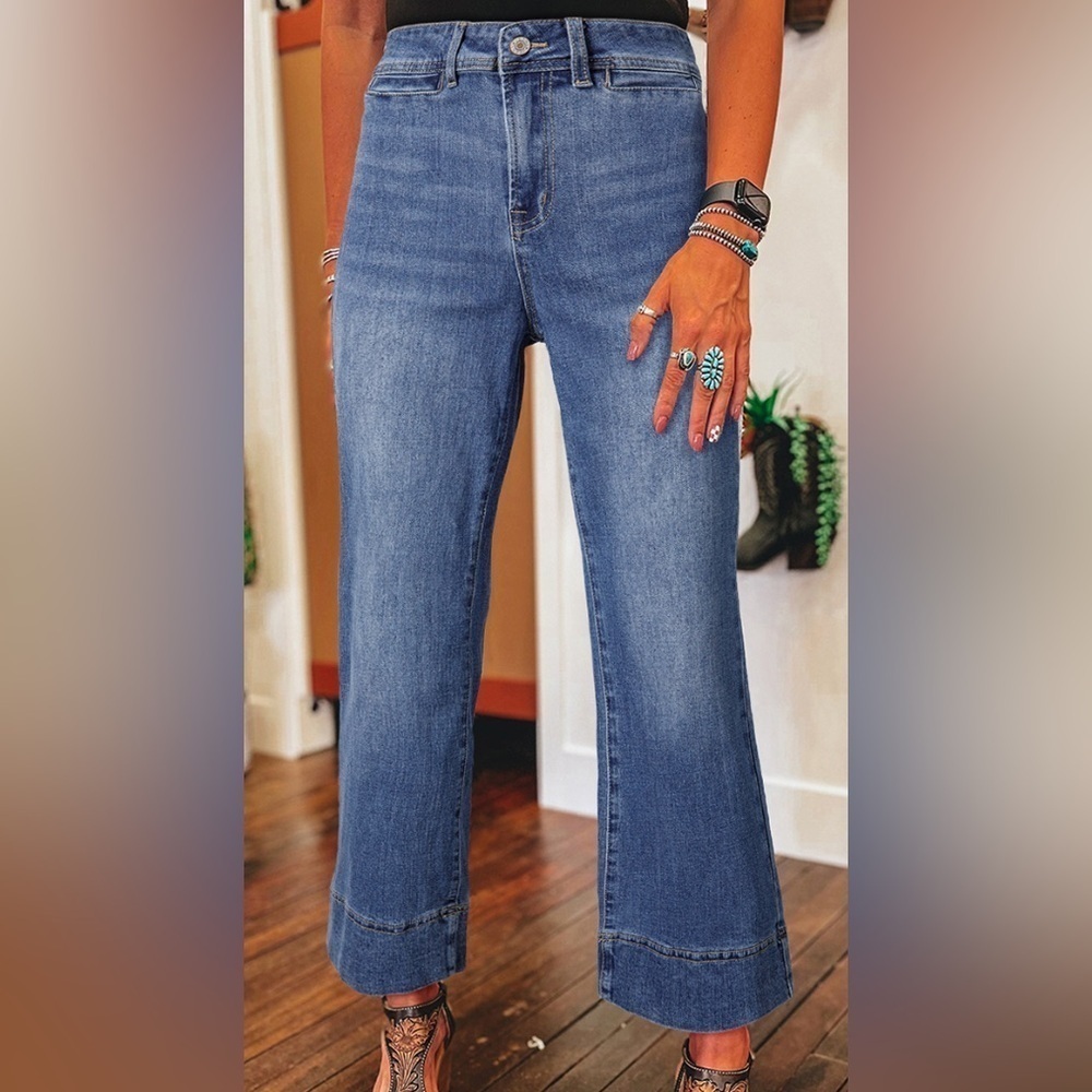 High Waist Bootcut Cropped Jean - Picture 2 of 8